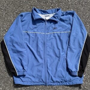 Vintage Reebok Windbreaker Jacket Blue Black Full Zip Track Jacket Men 2XL